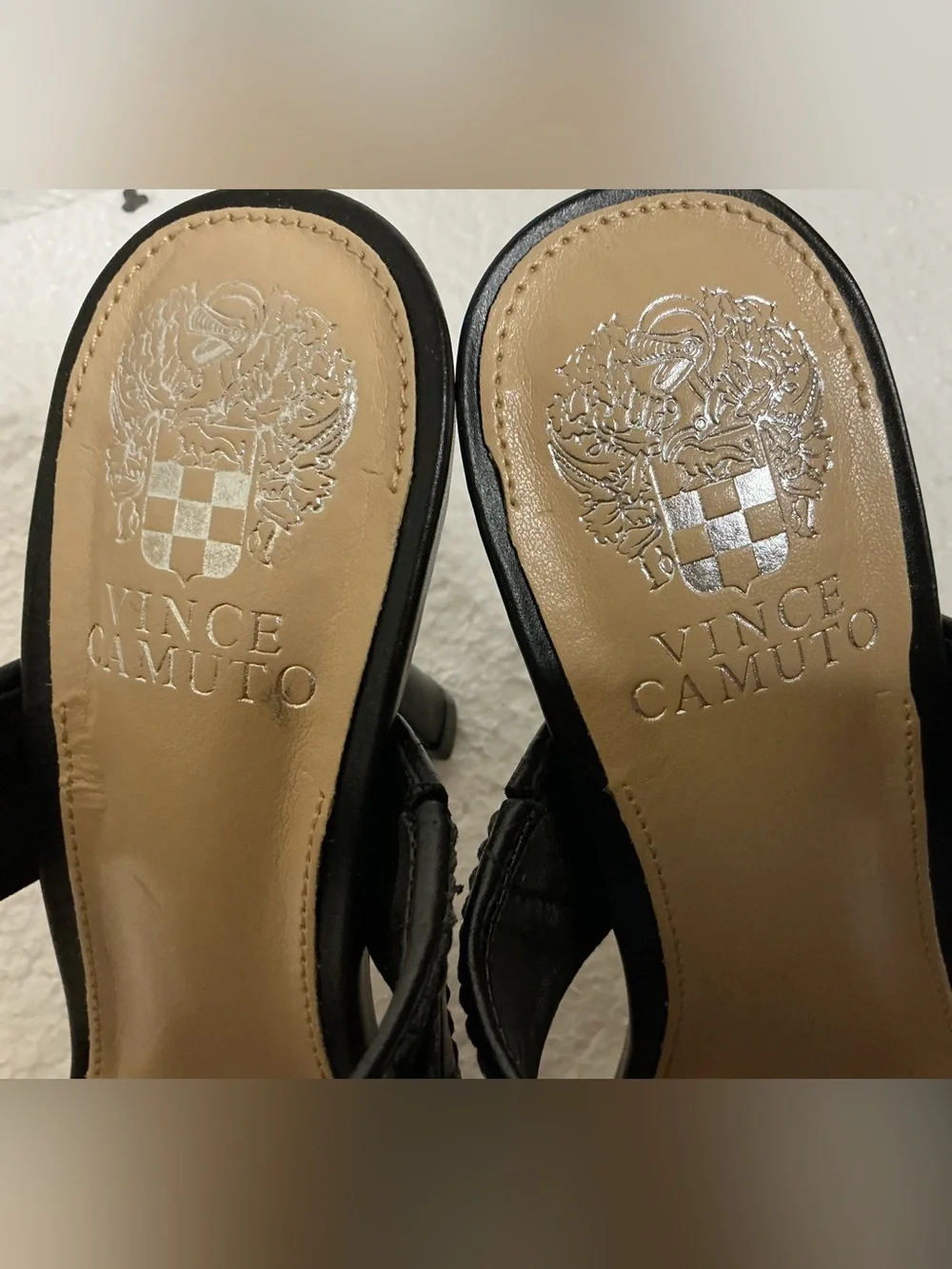 Vince Camuto Slide Mule Heels 6M Cherzel Black Leather Quilted Brazil NWOT